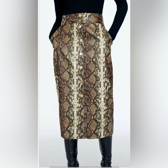 Zara Python-print Faux Leather Skirt Size M - Picture 6 of 6